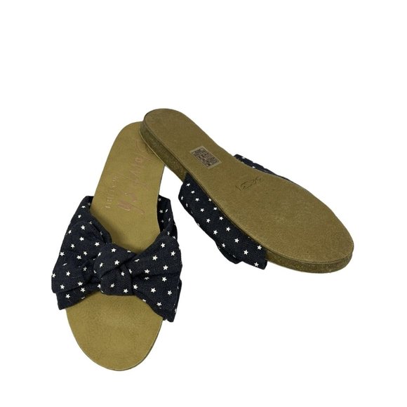 NEW BlowFish Malibu Comfortable Navy Blue Polka Dot Bow Knot Slide Sandals Sz.9 - Picture 3 of 5
